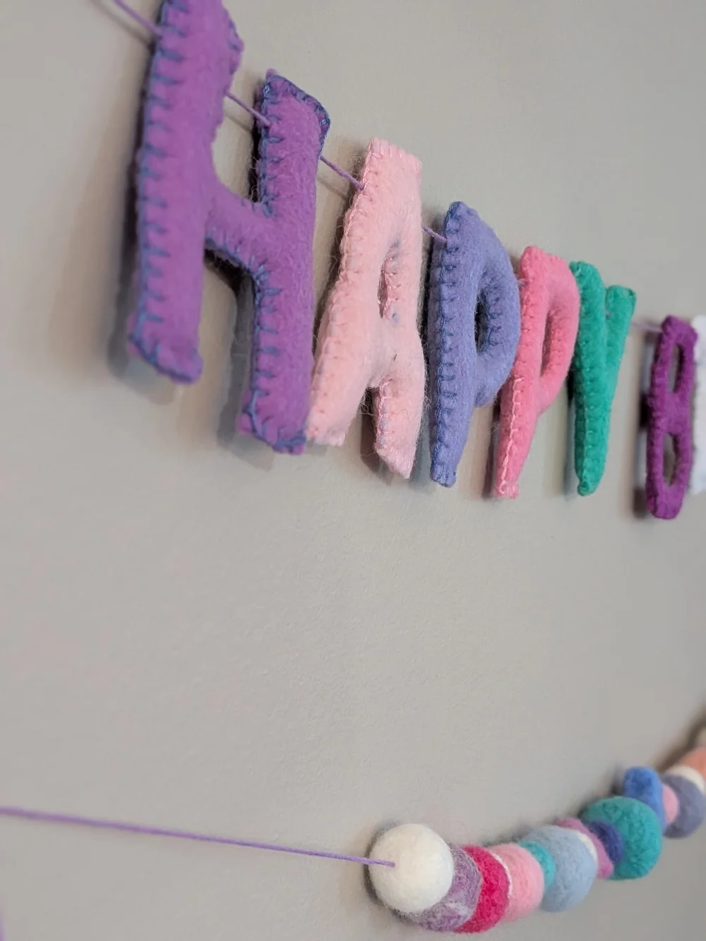 Handmade Happy Birthday Felt Banner - Mermaid Pallette